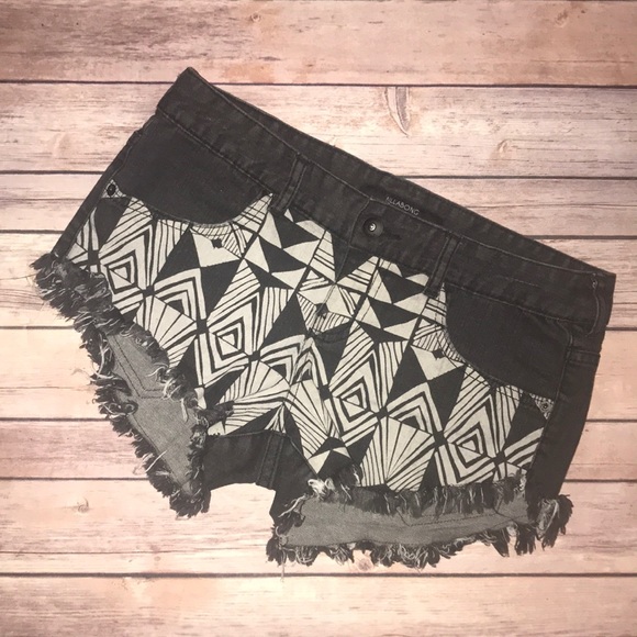 Billabong Pants - Billabong Black Gray Tribal Aztec Mini Shorts